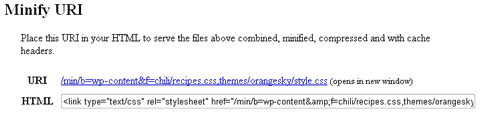 screenshot of CSS minify URI